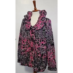 Avette 80s Mohair Ruffle Cardigan Grannycore Cottagecore Statement Knit M L